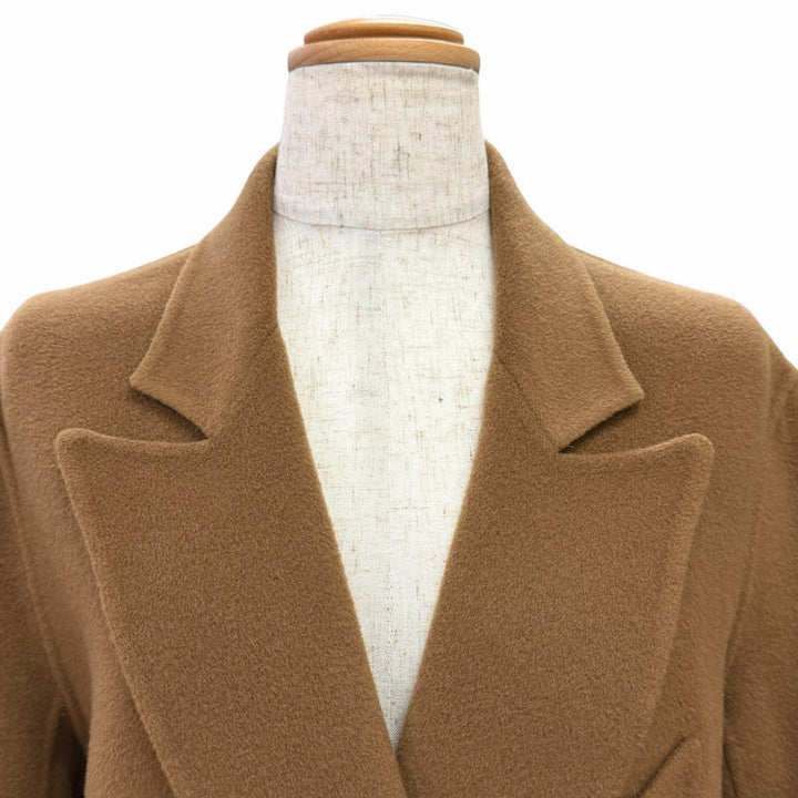 極美品△MADISONBLUE マディソンブルー PEARL CHESTER COAT カシミヤ混 パールボタン ロング ダブルチェスターコート ブラウン 01 正規品