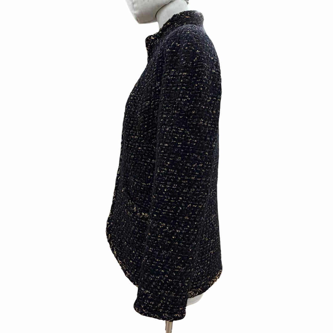 極美品◇CHANEL シャネル P61813V47066 裏地シルク100％ ココマークボタン付 ツイードジャケット ブラック ゴールド 38 仏製 レディース