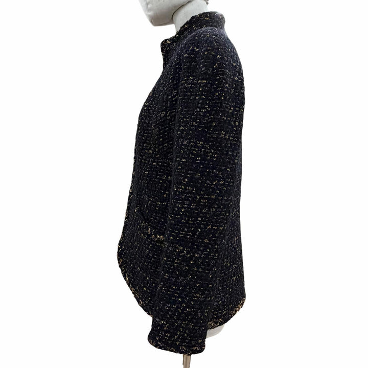 極美品◇CHANEL シャネル P61813V47066 裏地シルク100％ ココマークボタン付 ツイードジャケット ブラック ゴールド 38 仏製 レディース