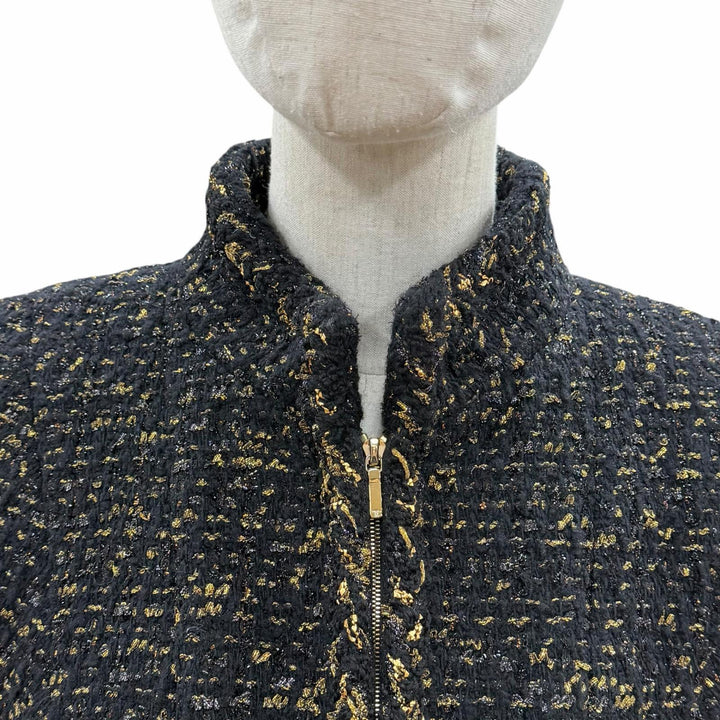 極美品◇CHANEL シャネル P61813V47066 裏地シルク100％ ココマークボタン付 ツイードジャケット ブラック ゴールド 38 仏製 レディース
