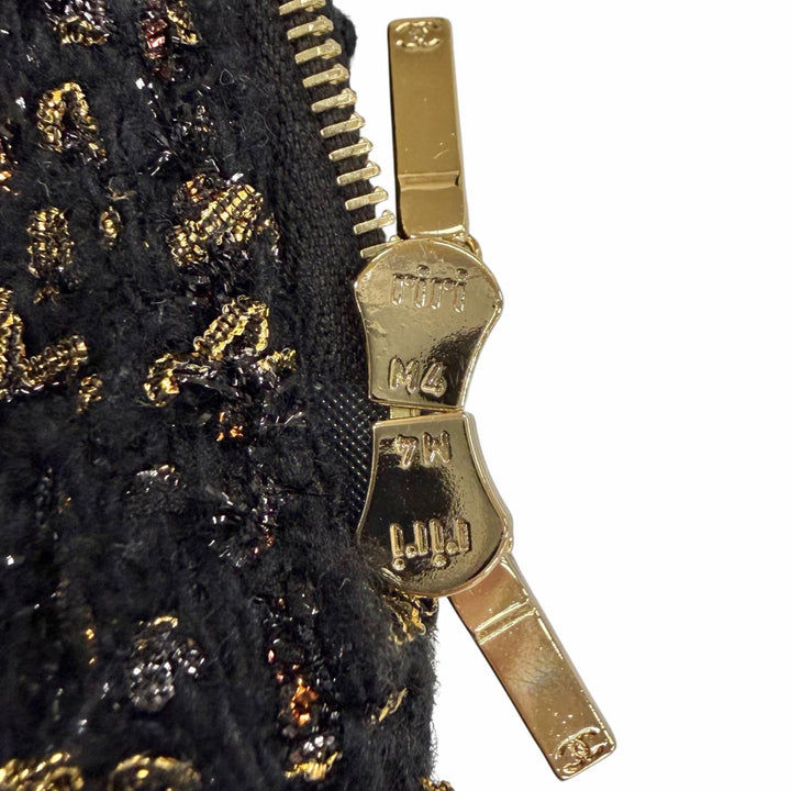 極美品◇CHANEL シャネル P61813V47066 裏地シルク100％ ココマークボタン付 ツイードジャケット ブラック ゴールド 38 仏製 レディース