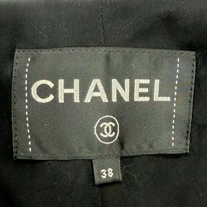 極美品◇CHANEL シャネル P61813V47066 裏地シルク100％ ココマークボタン付 ツイードジャケット ブラック ゴールド 38 仏製 レディース