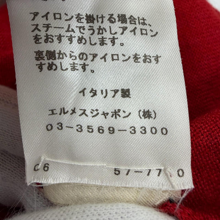 極美品☆HERMES エルメス 57-7710 カシミヤ シルク クルーネック 7分袖 ニット トップス レッド 34 イタリア製 正規品 レディース