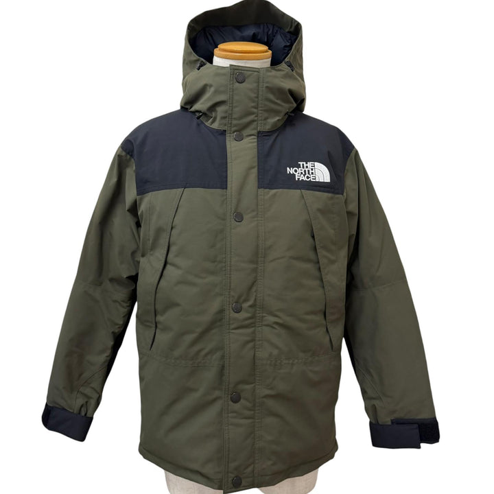 美品□THE NORTH FACE ザ・ノースフェイス ND92237 Mountain Down Jacket GORE-TEX フーデッド ダウンジャケット カーキ M 正規品 メンズ