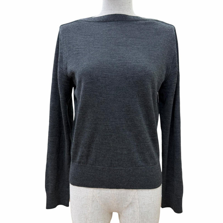 極美品☆CELINE セリーヌ 2A525395D ウール100％ エディ期 ボートネック 長袖 ニット トップス グレー M イタリア製 正規品 レディース