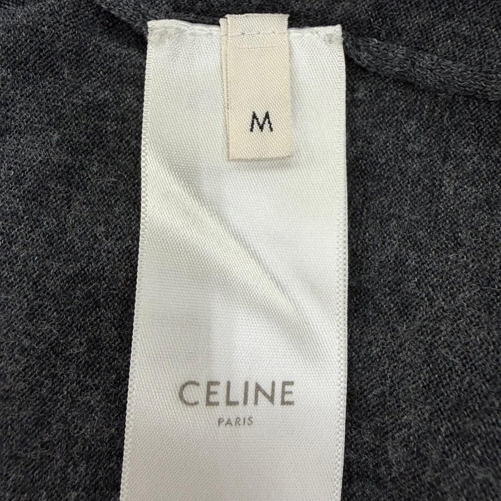 極美品☆CELINE セリーヌ 2A525395D ウール100％ エディ期 ボートネック 長袖 ニット トップス グレー M イタリア製 正規品 レディース