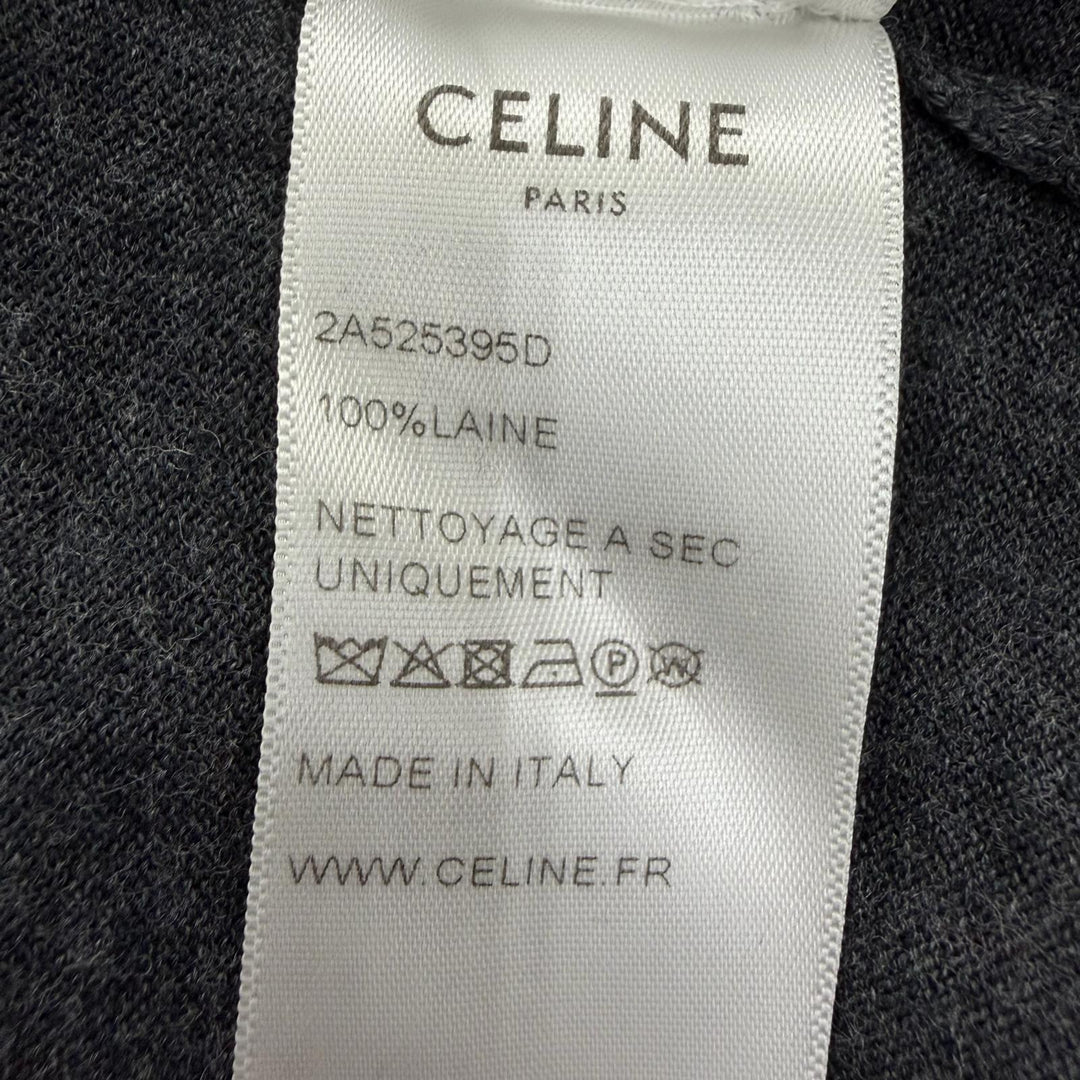 極美品☆CELINE セリーヌ 2A525395D ウール100％ エディ期 ボートネック 長袖 ニット トップス グレー M イタリア製 正規品 レディース
