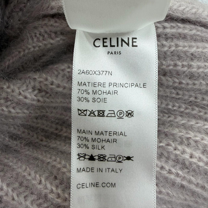 極美品☆CELINE セリーヌ 2A60X377N モヘア シルク ショートスリーブ ニット カーディガン パープル M イタリア製 正規品 レディース