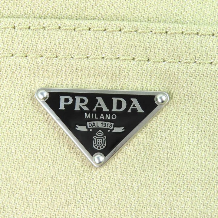 美品△PRADA プラダ 24SS GEP374 コットン100％ トライアングルロゴ 5ポケット ボタンフライ デニムパンツ ベージュ 32 正規品 メンズ