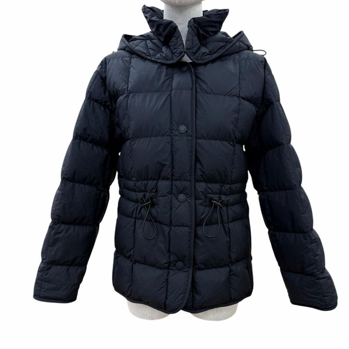 美品☆MONCLER モンクレール 22-23AW H20931A00096 ESTELAT ロゴワッペン・フード付 ダウンジャケット ブラック 00 正規品 レディース