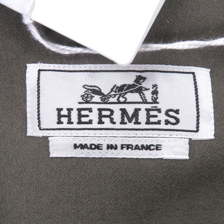 未使用品□HERMES エルメス バージンウール ボクシーフィット オーバーラップポケット セリエボタン ジャケット グレージュ 40 仏製