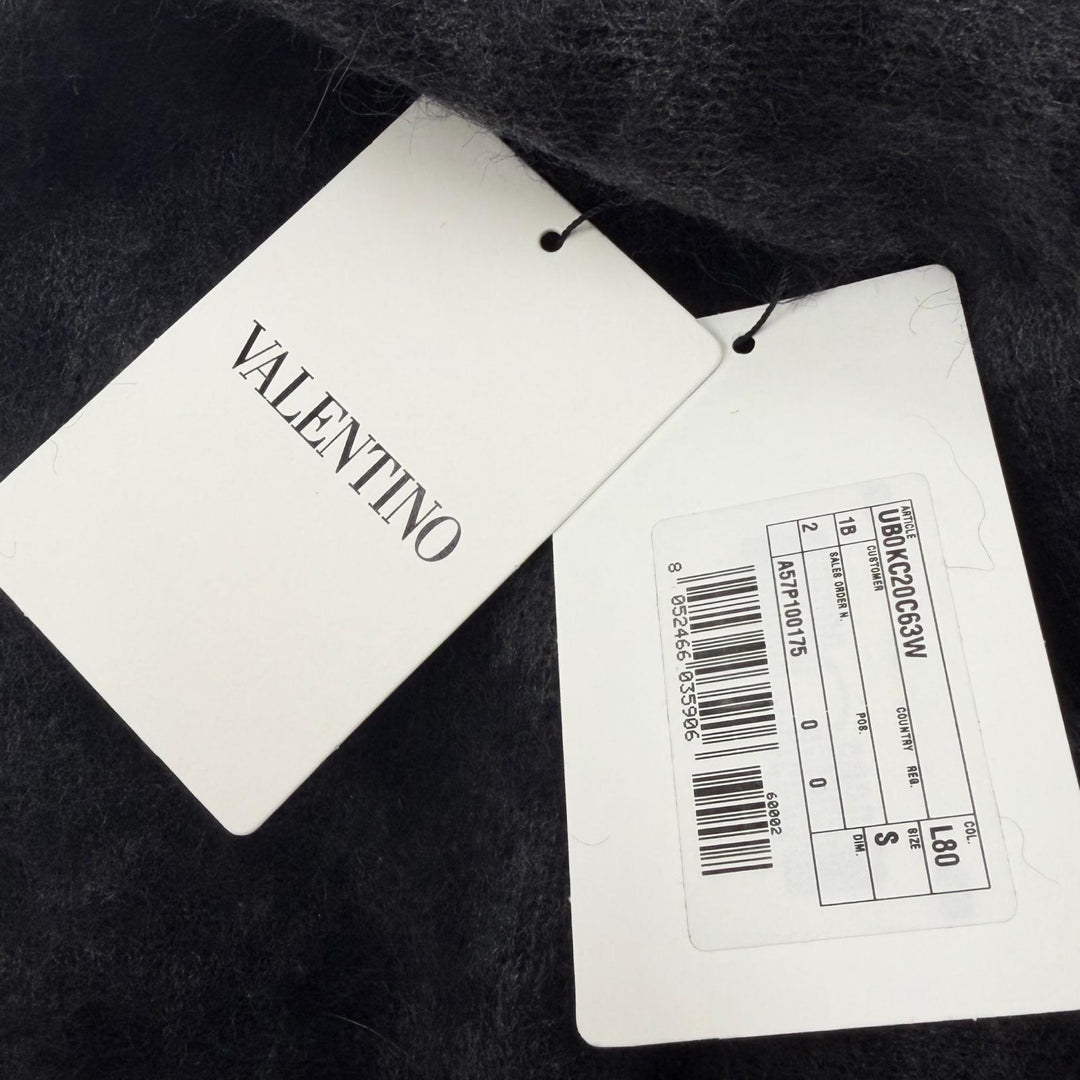 未使用品□VALENTINO ヴァレンティノ UB0KC20C63W モヘア レオパード Vネック ニットベスト ブラック グレー S イタリア製 正規品 メンズ