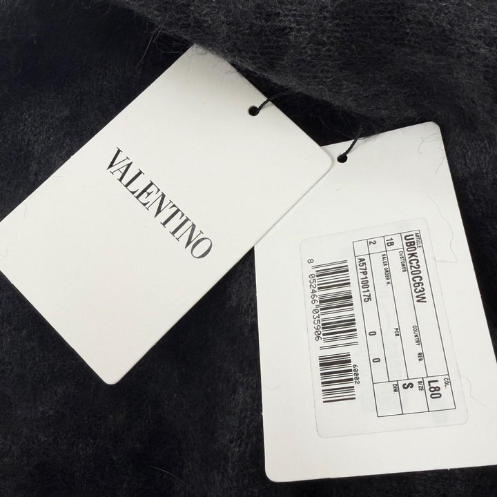 未使用品□VALENTINO ヴァレンティノ UB0KC20C63W モヘア レオパード Vネック ニットベスト ブラック グレー S イタリア製 正規品 メンズ