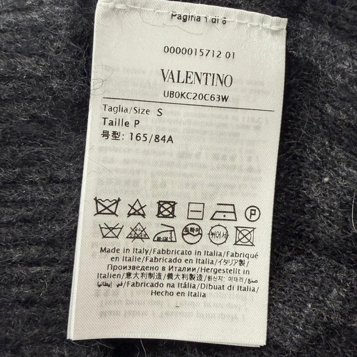 未使用品□VALENTINO ヴァレンティノ UB0KC20C63W モヘア レオパード Vネック ニットベスト ブラック グレー S イタリア製 正規品 メンズ
