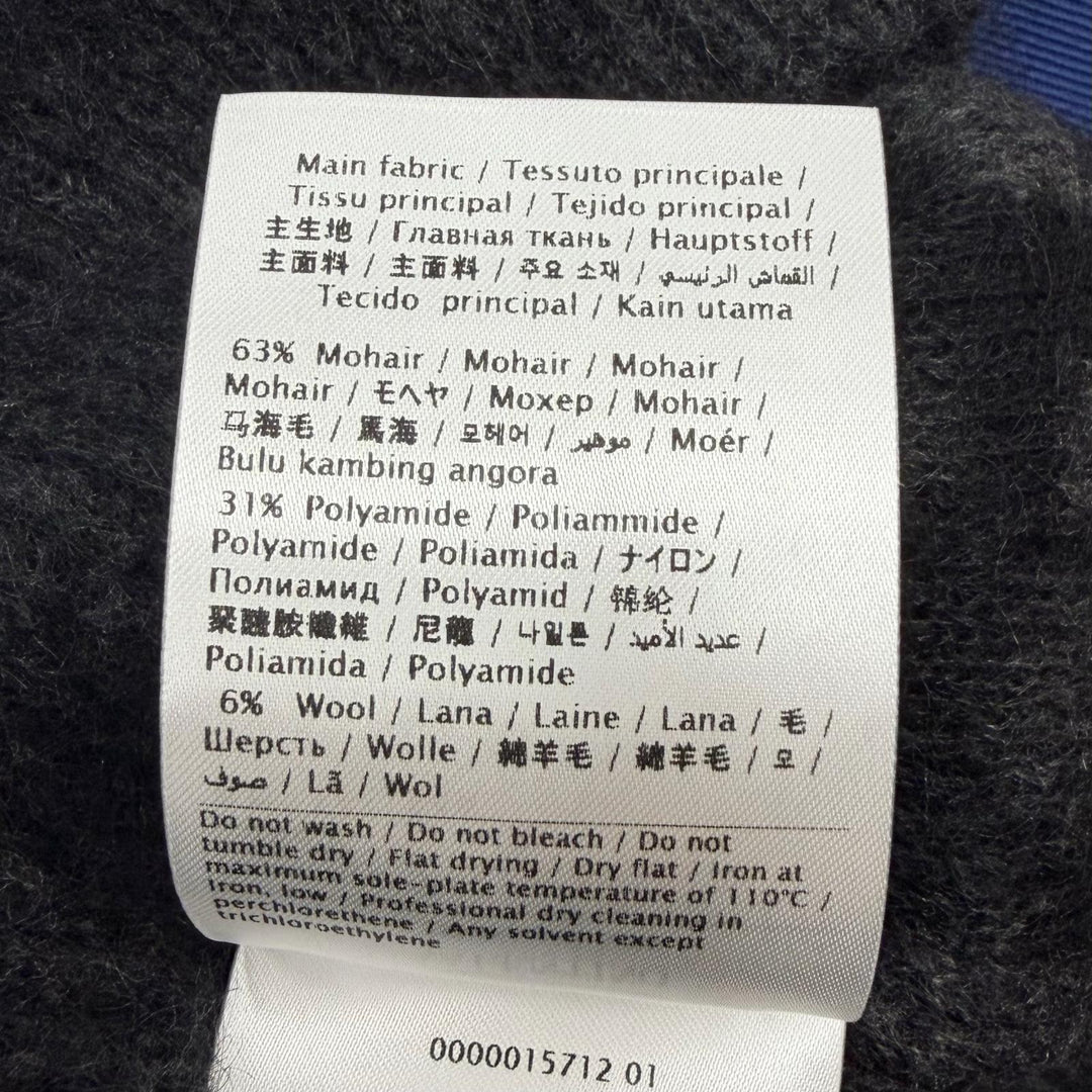 未使用品□VALENTINO ヴァレンティノ UB0KC20C63W モヘア レオパード Vネック ニットベスト ブラック グレー S イタリア製 正規品 メンズ