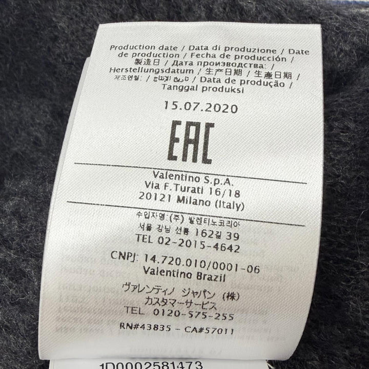 未使用品□VALENTINO ヴァレンティノ UB0KC20C63W モヘア レオパード Vネック ニットベスト ブラック グレー S イタリア製 正規品 メンズ
