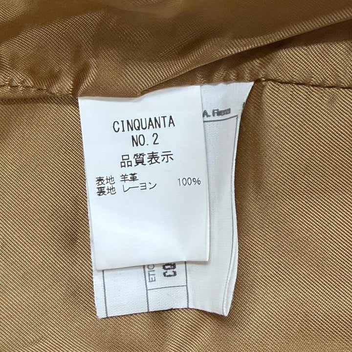 美品▼CINQUAΝΤΑ チンクアンタ H-502 ラムレザー スタンドカラー WZIPUP シングル ライダースジャケット ブラック 48 正規品 メンズ