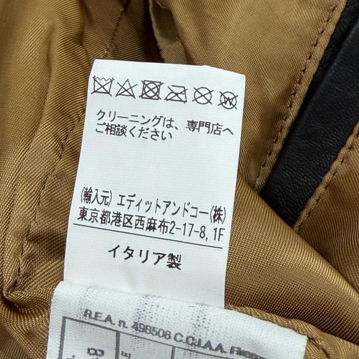 美品▼CINQUAΝΤΑ チンクアンタ H-502 ラムレザー スタンドカラー WZIPUP シングル ライダースジャケット ブラック 48 正規品 メンズ
