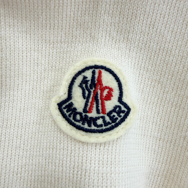 極美品☆MONCLER モンクレール 2023年製 ロゴワッペン ニット切替デザイン ダウンジャケット ホワイト XS 正規品 レディース