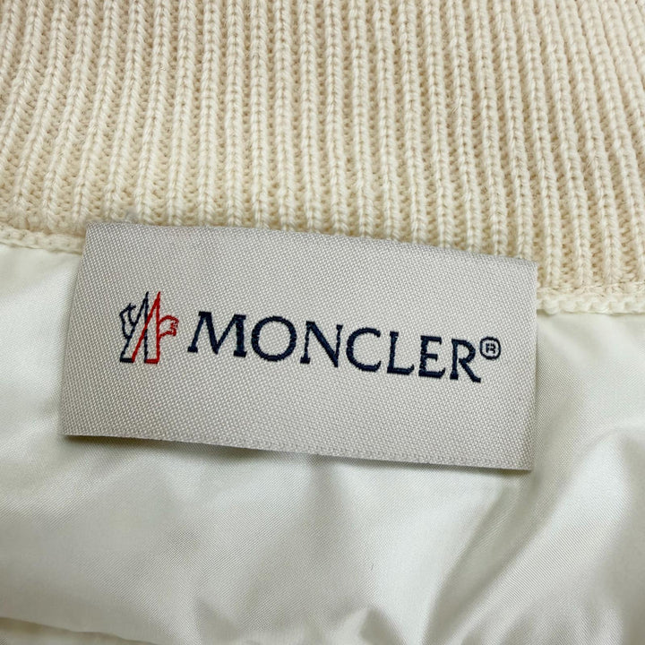 極美品☆MONCLER モンクレール 2023年製 ロゴワッペン ニット切替デザイン ダウンジャケット ホワイト XS 正規品 レディース