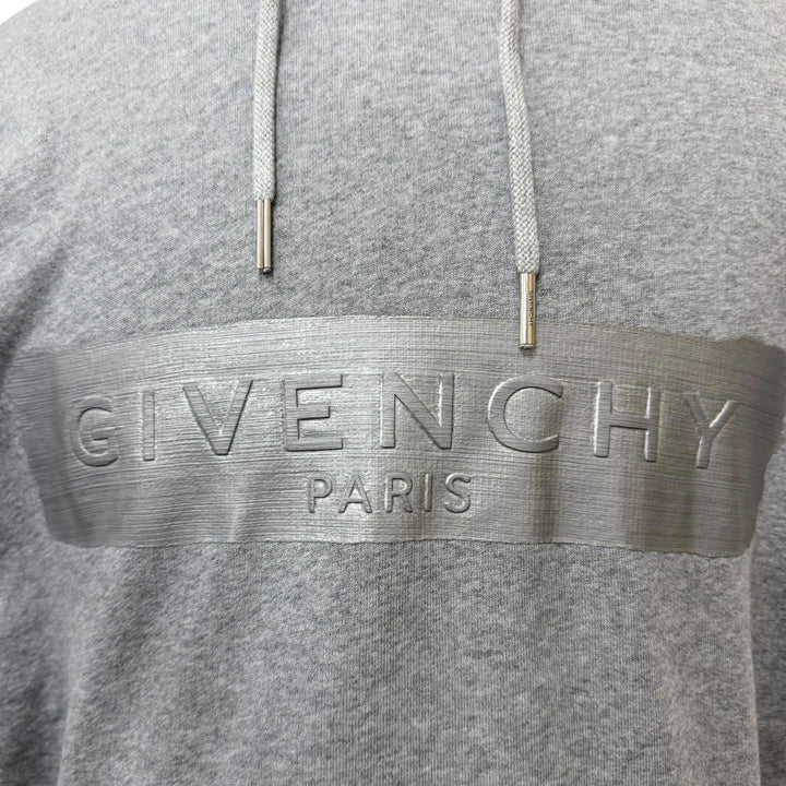 【ドンドン見直し】美品□GIVENCHY ジバンシィ BMJ0A230AF エンボスロゴ フーディー プルオーバーパーカー グレー S 正規品 メンズ