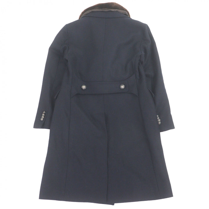 極美品□TAGLIATORE タリアトーレ C-PLMOB FUR COLL エコファー ダブルブレスト チェスターコート ネイビー 44 イタリア製 正規品 メンズ