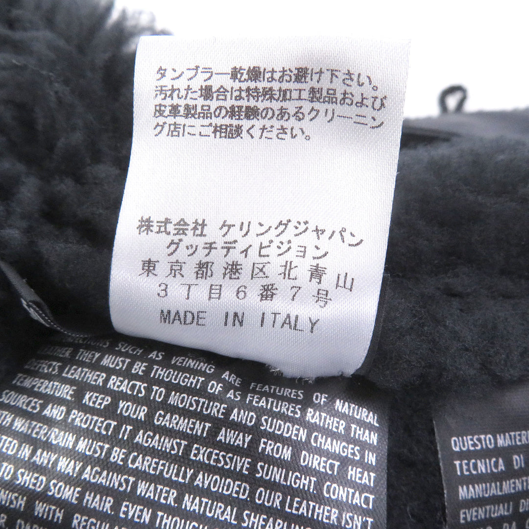美品□GUCCI グッチ 327734 羊毛皮 牛革 トグルボタン ダブルブレスト ムートンジャケット レザージャケット 黒 50 イタリア製 正規品