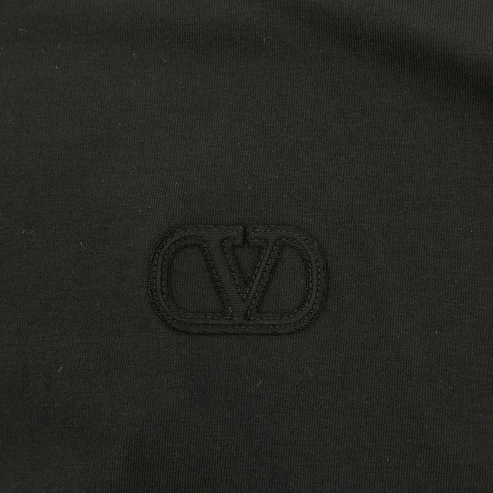 美品▲VALENTINO ヴァレンティノ 5V3MG15L9UK コットン100％ クルーネック ロング 長袖Ｔシャツ ブラック M イタリア製 正規品 メンズ