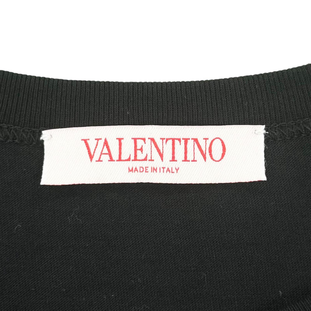 美品▲VALENTINO ヴァレンティノ 5V3MG15L9UK コットン100％ クルーネック ロング 長袖Ｔシャツ ブラック M イタリア製 正規品 メンズ
