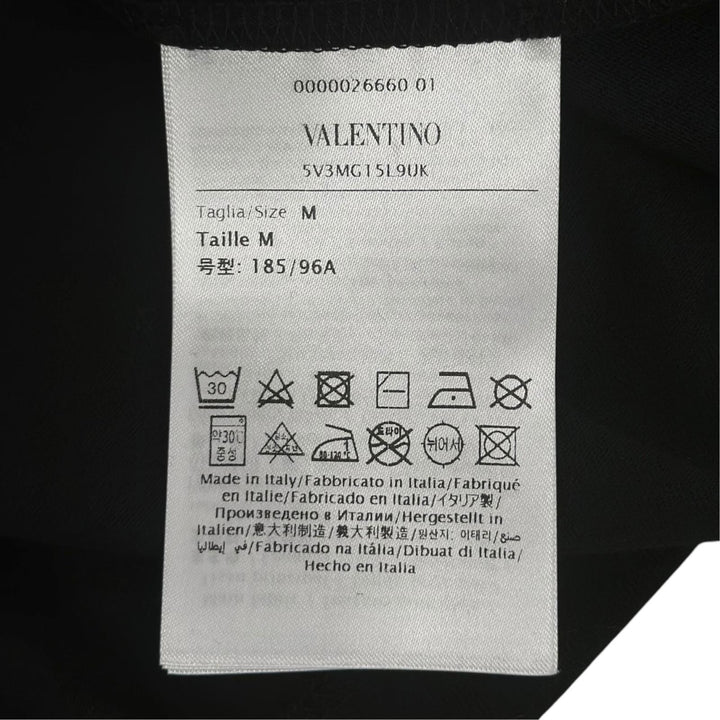 美品▲VALENTINO ヴァレンティノ 5V3MG15L9UK コットン100％ クルーネック ロング 長袖Ｔシャツ ブラック M イタリア製 正規品 メンズ