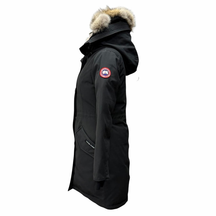 良品★CANADA GOOSE カナダグース 2580LA ROSSCLAIR PARKA ロゴワッペン・ファー付 ダウンコート ブラック FUSION XS カナダ製 正規品