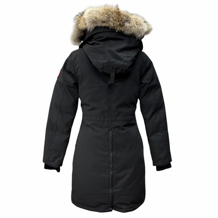 良品★CANADA GOOSE カナダグース 2580LA ROSSCLAIR PARKA ロゴワッペン・ファー付 ダウンコート ブラック FUSION XS カナダ製 正規品