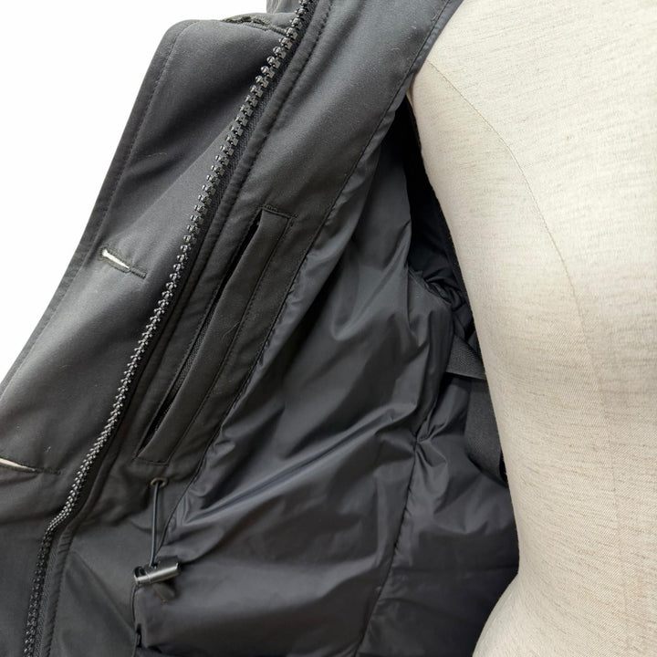 良品★CANADA GOOSE カナダグース 2580LA ROSSCLAIR PARKA ロゴワッペン・ファー付 ダウンコート ブラック FUSION XS カナダ製 正規品