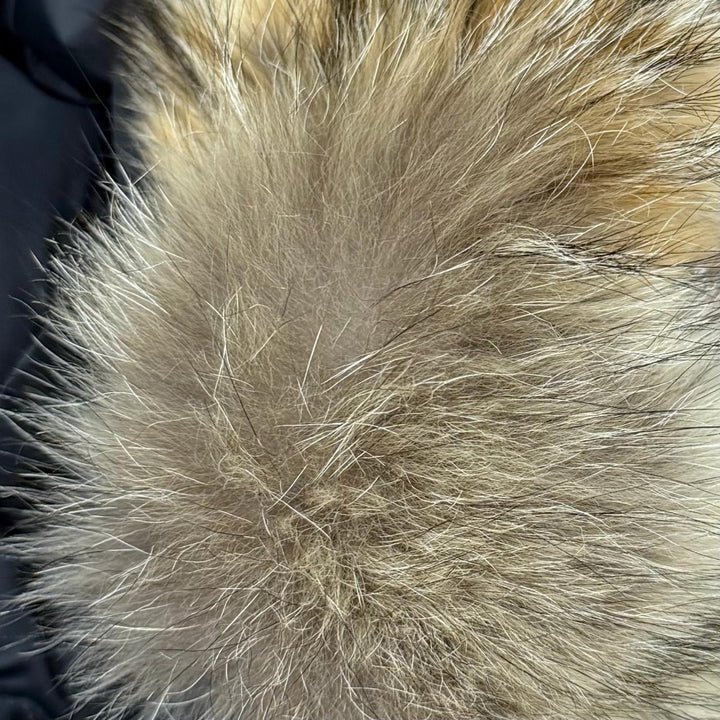 良品★CANADA GOOSE カナダグース 2580LA ROSSCLAIR PARKA ロゴワッペン・ファー付 ダウンコート ブラック FUSION XS カナダ製 正規品