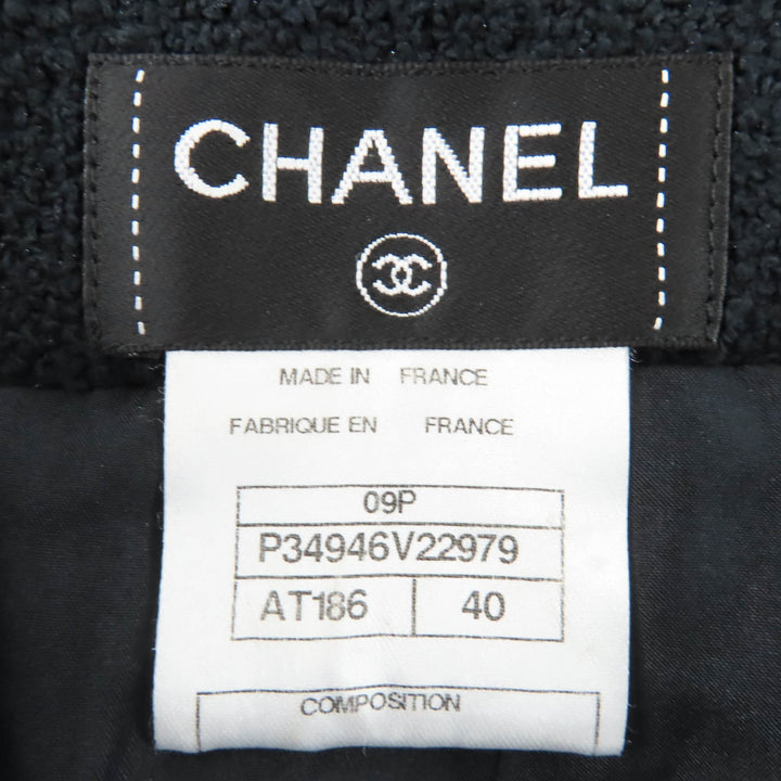 美品☆CHANEL シャネル 09P P34946V22979 コットン ココボタン 裾デザイン タイトスカート ブラック 40 フランス製 正規品 レディース
