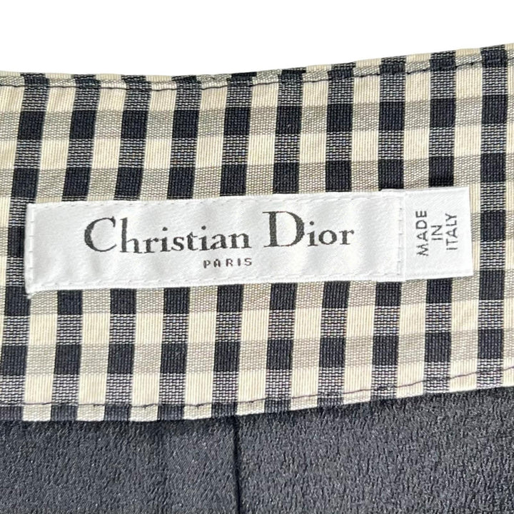 極美品▲Christian Dior クリスチャンディオール 041P48A6631 シルク コットン ギンガムチェック ショート パンツ 38 イタリア製 正規品