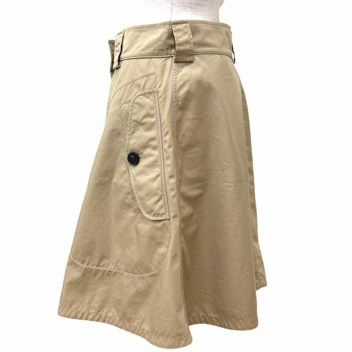 極美品★Christian Dior クリスチャンディオール 247J07A3332 コットン100％ ロゴボタン付 膝丈 フレアスカート ベージュ 42 伊製 正規品