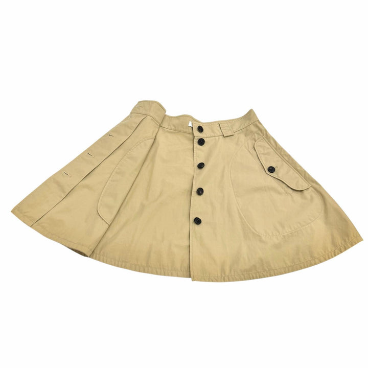 極美品★Christian Dior クリスチャンディオール 247J07A3332 コットン100％ ロゴボタン付 膝丈 フレアスカート ベージュ 42 伊製 正規品