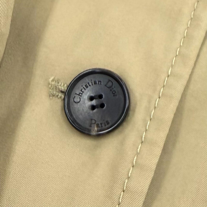 極美品★Christian Dior クリスチャンディオール 247J07A3332 コットン100％ ロゴボタン付 膝丈 フレアスカート ベージュ 42 伊製 正規品