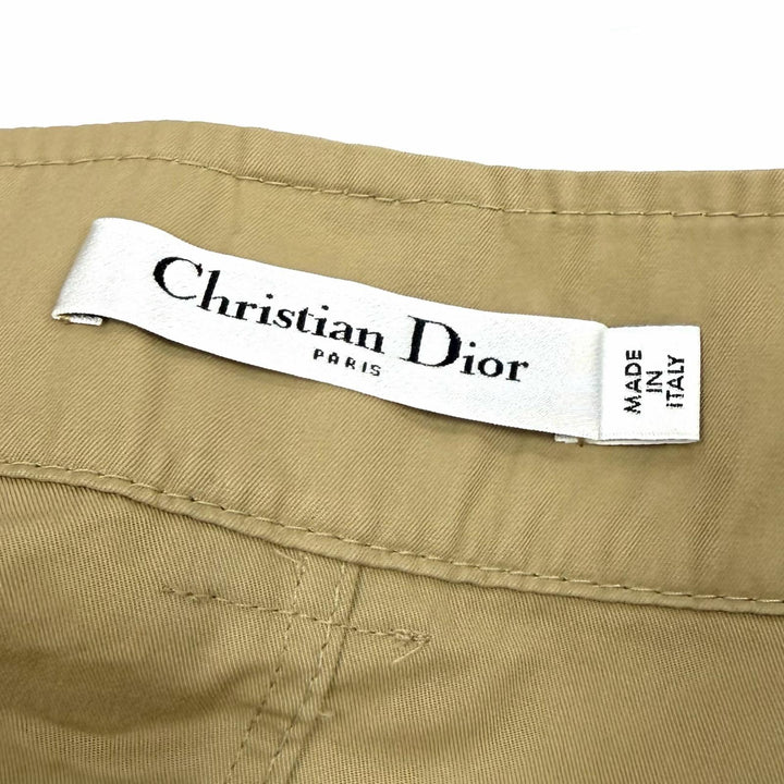 極美品★Christian Dior クリスチャンディオール 247J07A3332 コットン100％ ロゴボタン付 膝丈 フレアスカート ベージュ 42 伊製 正規品