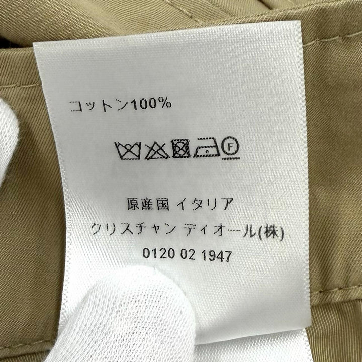 極美品★Christian Dior クリスチャンディオール 247J07A3332 コットン100％ ロゴボタン付 膝丈 フレアスカート ベージュ 42 伊製 正規品