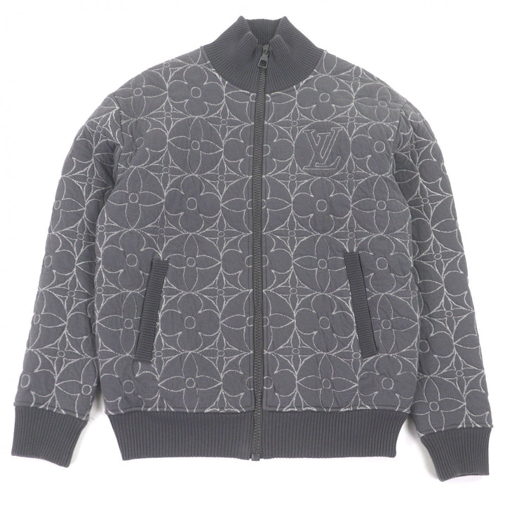 美品□LOUIS VUITTON ルイヴィトン 21AW モノグラム LVロゴ ジップスルー キルティング ブルゾンジャケット グレー XS イタリア製 正規品