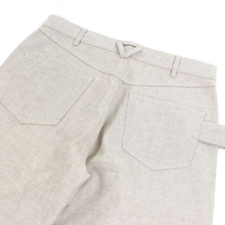 極美品□BOTTEGAVENETA ボッテガヴェネタ 636899 コットン100％ ボタンフライ ブーツカット フレアパンツ ベージュ 46 伊製 正規品