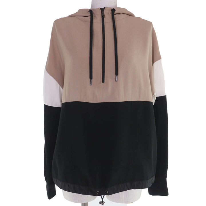 極美品☆MONCLER モンクレール 2021年製 CAMICIA ロゴワッペン・フード付 パーカー ベージュ ブラック ホワイト 38 正規品 レディース