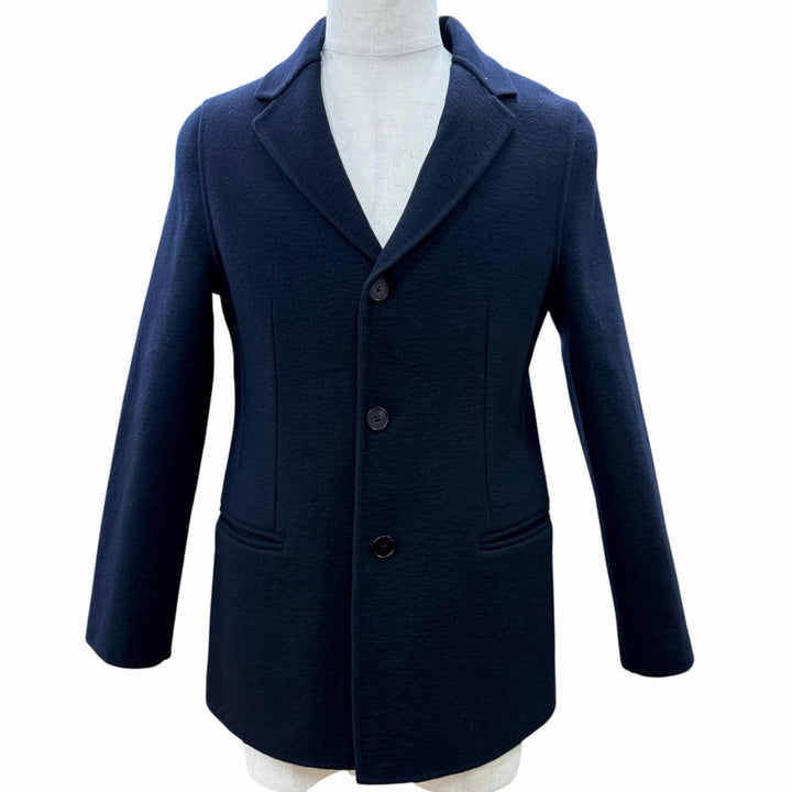 美品▼JIL SANDER ジルサンダー ウール カシミヤ 紺ブレザー シングルジャケット テーラード ダークネイビー 32 伊製 正規品 メンズ