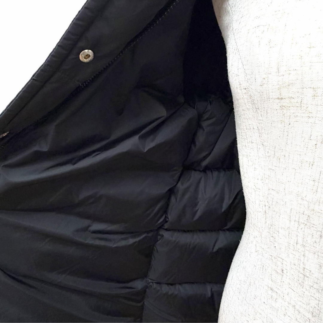 美品△MONCLER モンクレール D20934693125 MESANGE ロゴワッペン フォックスファー付き ダウンコート ブラック 0 正規品 レディース