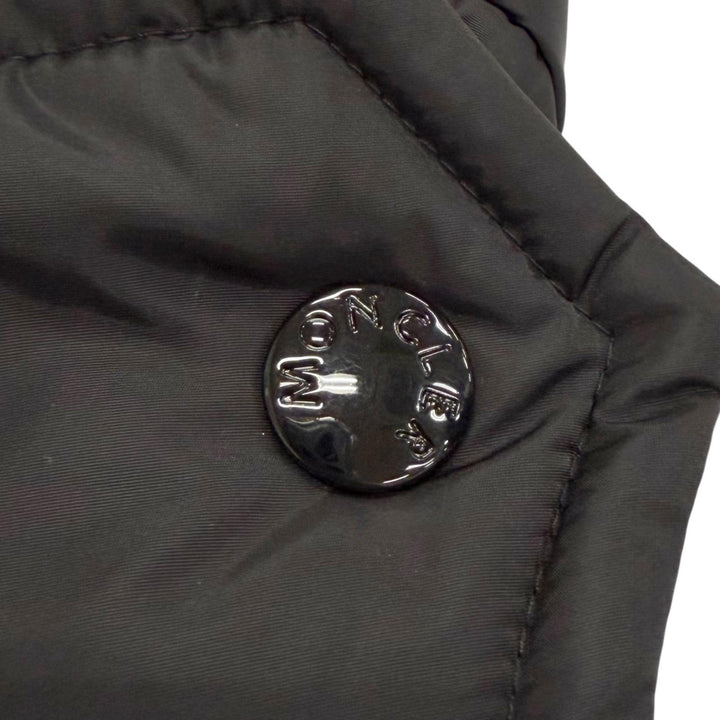 美品△MONCLER モンクレール D20934693125 MESANGE ロゴワッペン フォックスファー付き ダウンコート ブラック 0 正規品 レディース