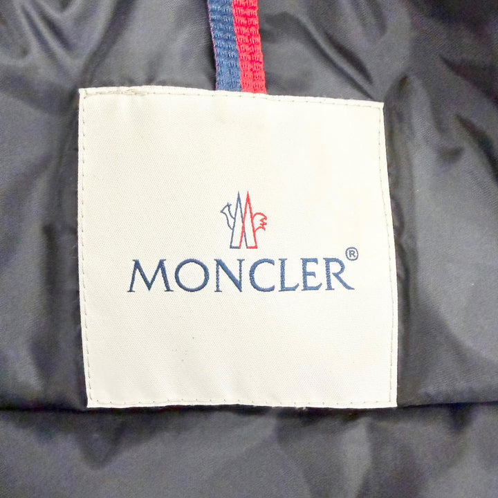 美品△MONCLER モンクレール D20934693125 MESANGE ロゴワッペン フォックスファー付き ダウンコート ブラック 0 正規品 レディース