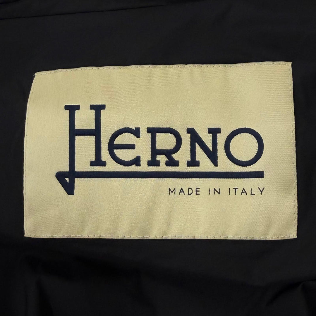 美品★Herno ヘルノ 2022年製 PI001539D フード付 ウール切替 ZIP UP ダウンコート ブラック 42 イタリア製 正規品 レディース