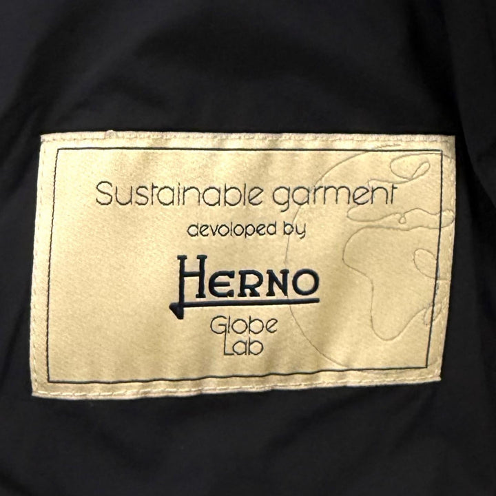 美品★Herno ヘルノ 2022年製 PI001539D フード付 ウール切替 ZIP UP ダウンコート ブラック 42 イタリア製 正規品 レディース